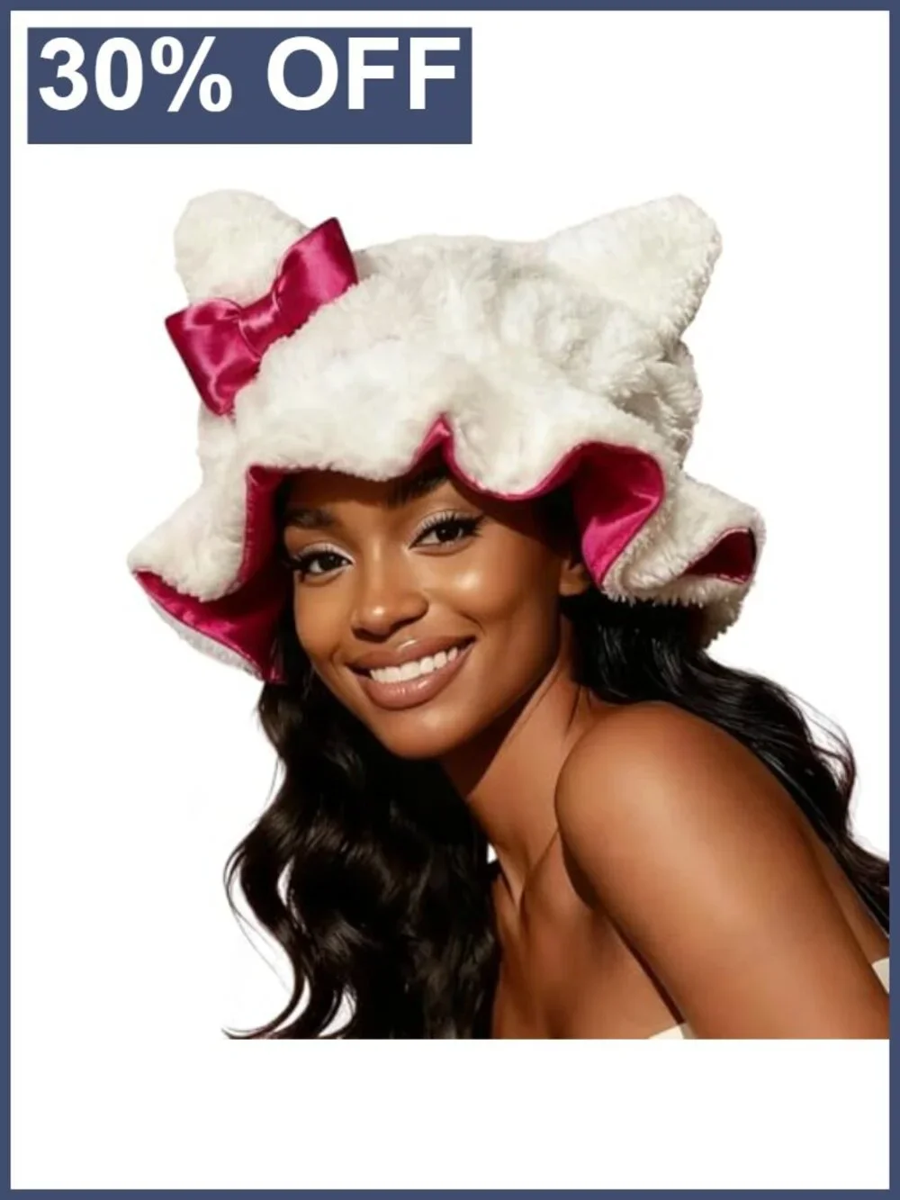 Satin Lined Sleep Bonnet Teddy Plush Hair Wrap for Curly Braided Hair